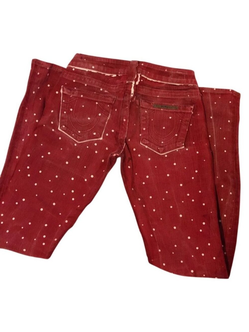 True Religion Maroon Red Embellished Jeans Vintage - Picture 4 of 14